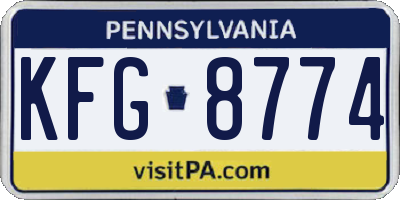 PA license plate KFG8774