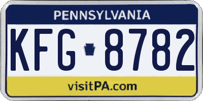 PA license plate KFG8782