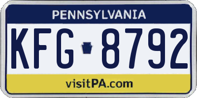 PA license plate KFG8792