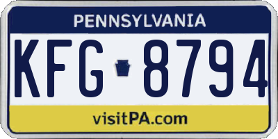 PA license plate KFG8794