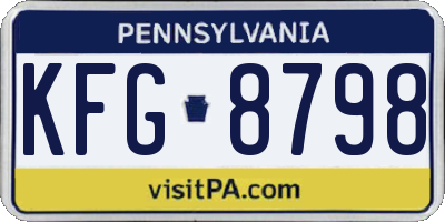 PA license plate KFG8798
