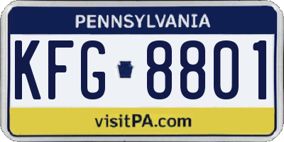 PA license plate KFG8801