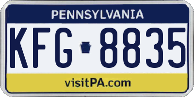 PA license plate KFG8835
