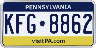 PA license plate KFG8862