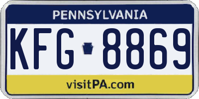 PA license plate KFG8869