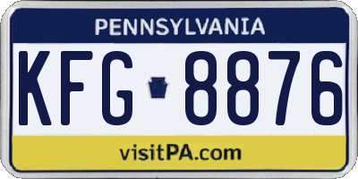 PA license plate KFG8876