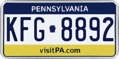 PA license plate KFG8892