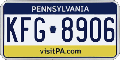 PA license plate KFG8906