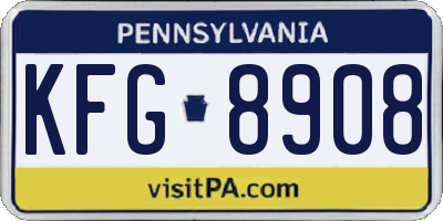 PA license plate KFG8908
