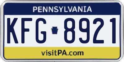 PA license plate KFG8921