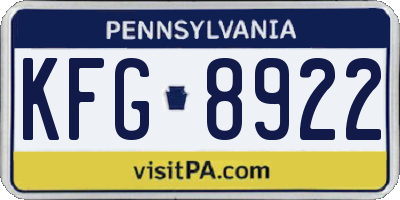 PA license plate KFG8922