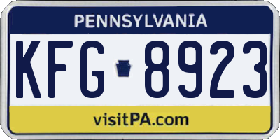 PA license plate KFG8923