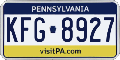 PA license plate KFG8927