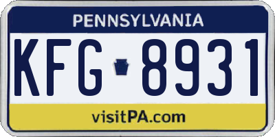 PA license plate KFG8931