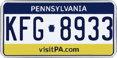 PA license plate KFG8933