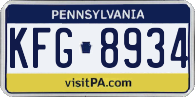 PA license plate KFG8934