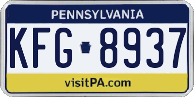 PA license plate KFG8937