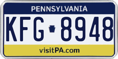 PA license plate KFG8948