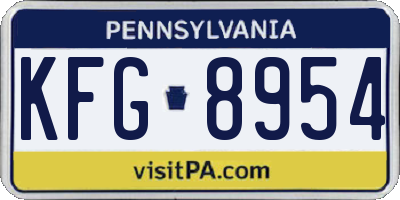 PA license plate KFG8954