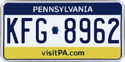 PA license plate KFG8962