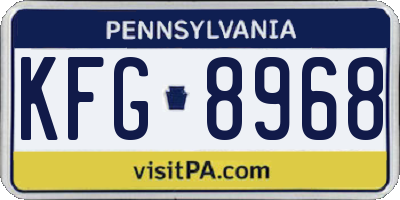 PA license plate KFG8968