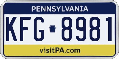 PA license plate KFG8981