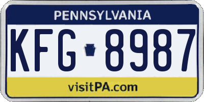 PA license plate KFG8987