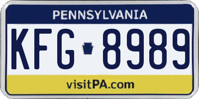 PA license plate KFG8989
