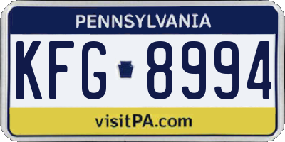 PA license plate KFG8994