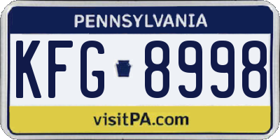 PA license plate KFG8998