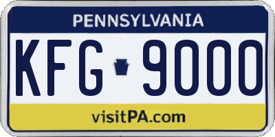 PA license plate KFG9000