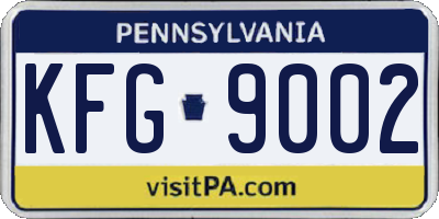 PA license plate KFG9002