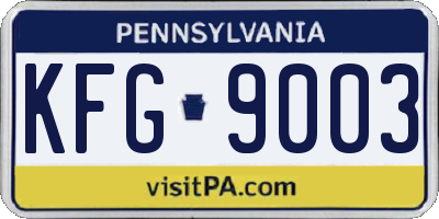 PA license plate KFG9003