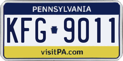 PA license plate KFG9011