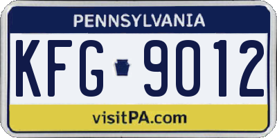 PA license plate KFG9012