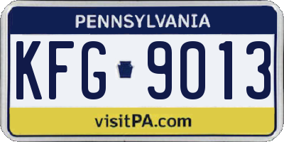PA license plate KFG9013