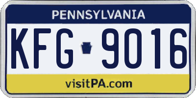 PA license plate KFG9016