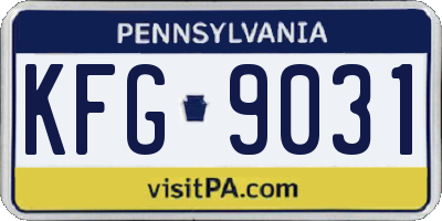 PA license plate KFG9031