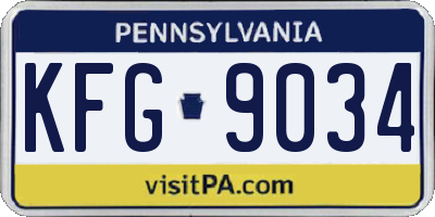 PA license plate KFG9034