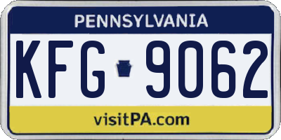PA license plate KFG9062
