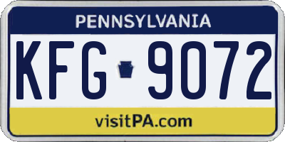PA license plate KFG9072