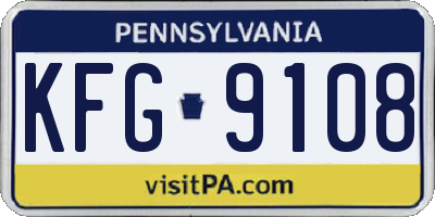 PA license plate KFG9108