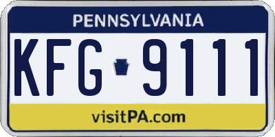 PA license plate KFG9111