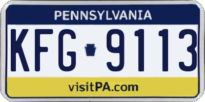 PA license plate KFG9113