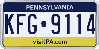 PA license plate KFG9114