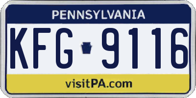 PA license plate KFG9116
