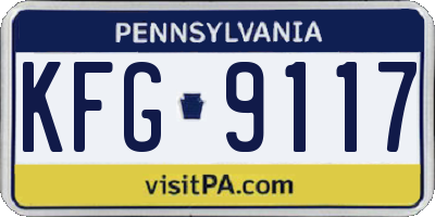 PA license plate KFG9117