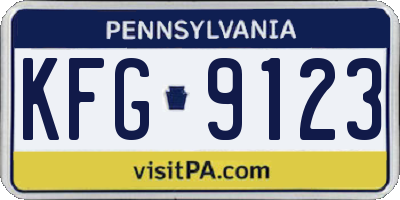 PA license plate KFG9123