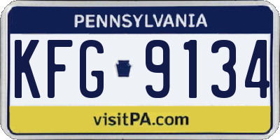 PA license plate KFG9134