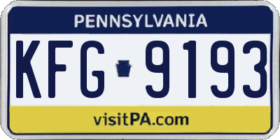 PA license plate KFG9193